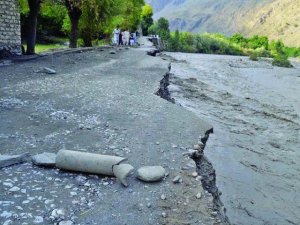 Heavy rains have washed away roads in Chitral Valley. PHOTO: INP 